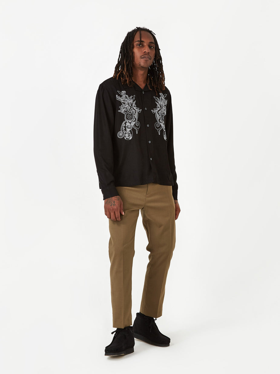 Stussy Stussy Embellished Dragon Longsleeve Shirt - Black - Black