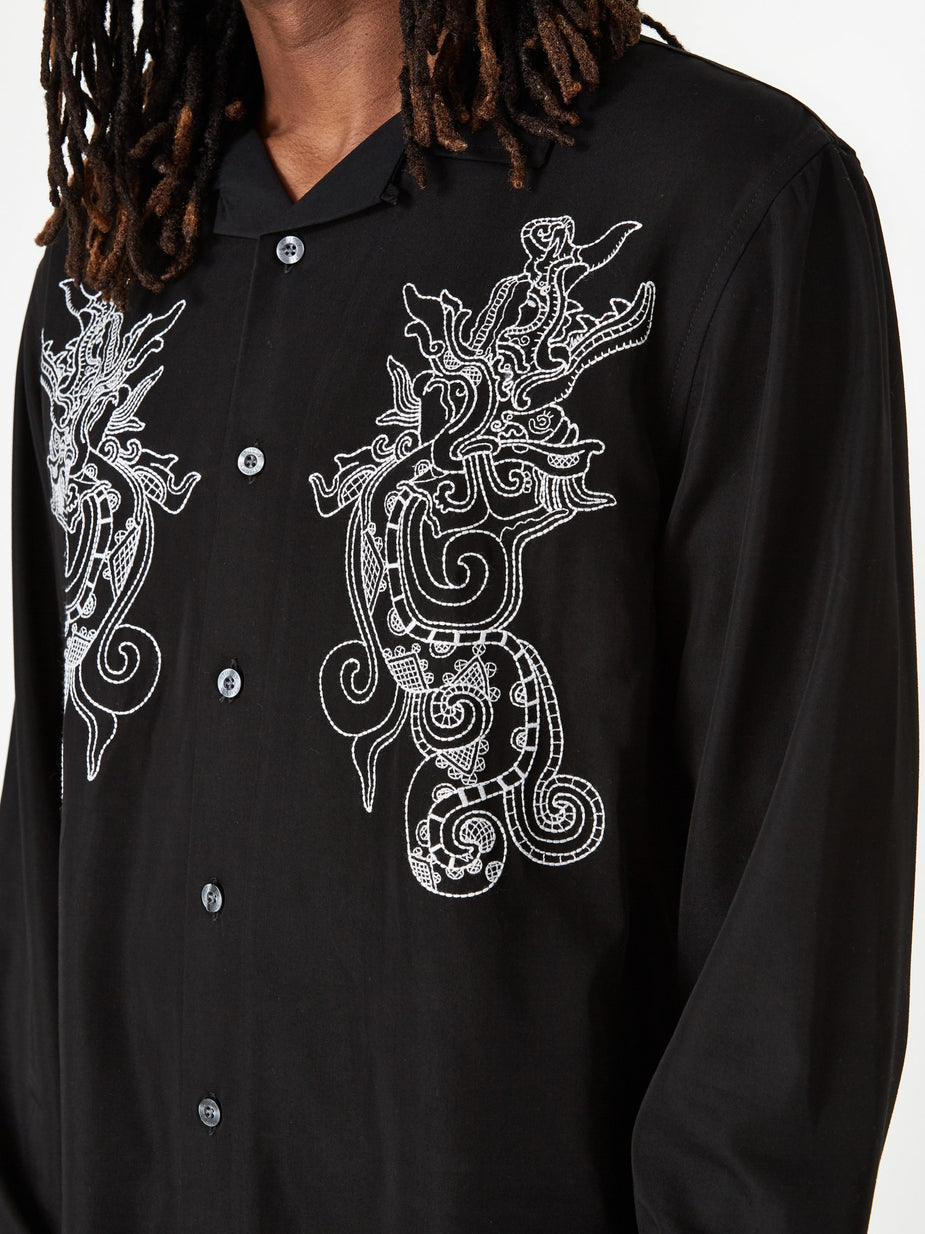 Stussy Stussy Embellished Dragon Longsleeve Shirt - Black - Black