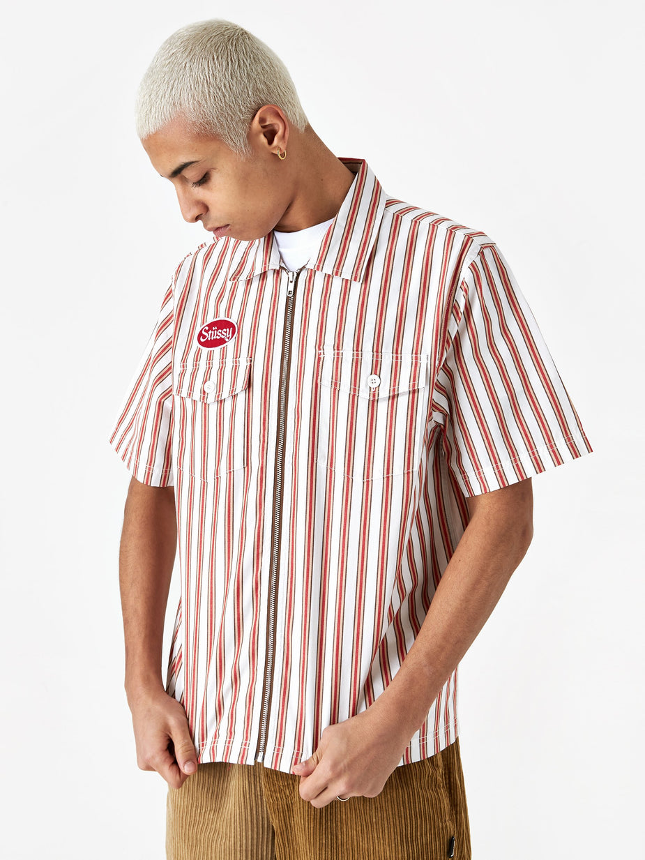 Stussy Stussy Garage Zip Up Shirt - Stripe - Other