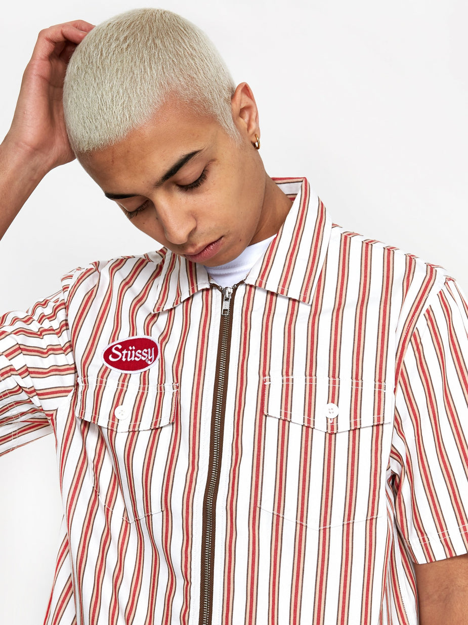 Stussy Stussy Garage Zip Up Shirt - Stripe - Other
