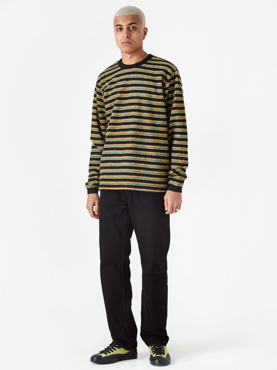 Stussy Stussy Hudson Stripe Longsleeve Crewneck T-Shirt - Black - Black