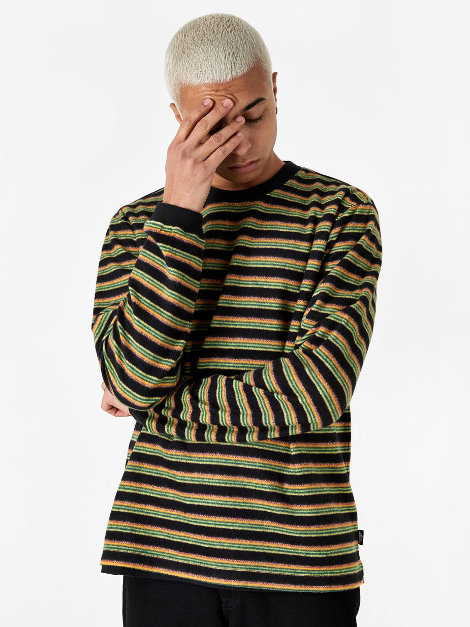 Stussy Stussy Hudson Stripe Longsleeve Crewneck T-Shirt - Black - Black