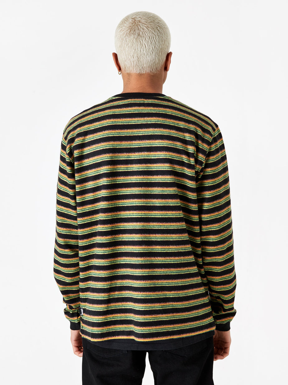 Stussy Stussy Hudson Stripe Longsleeve Crewneck T-Shirt - Black - Black