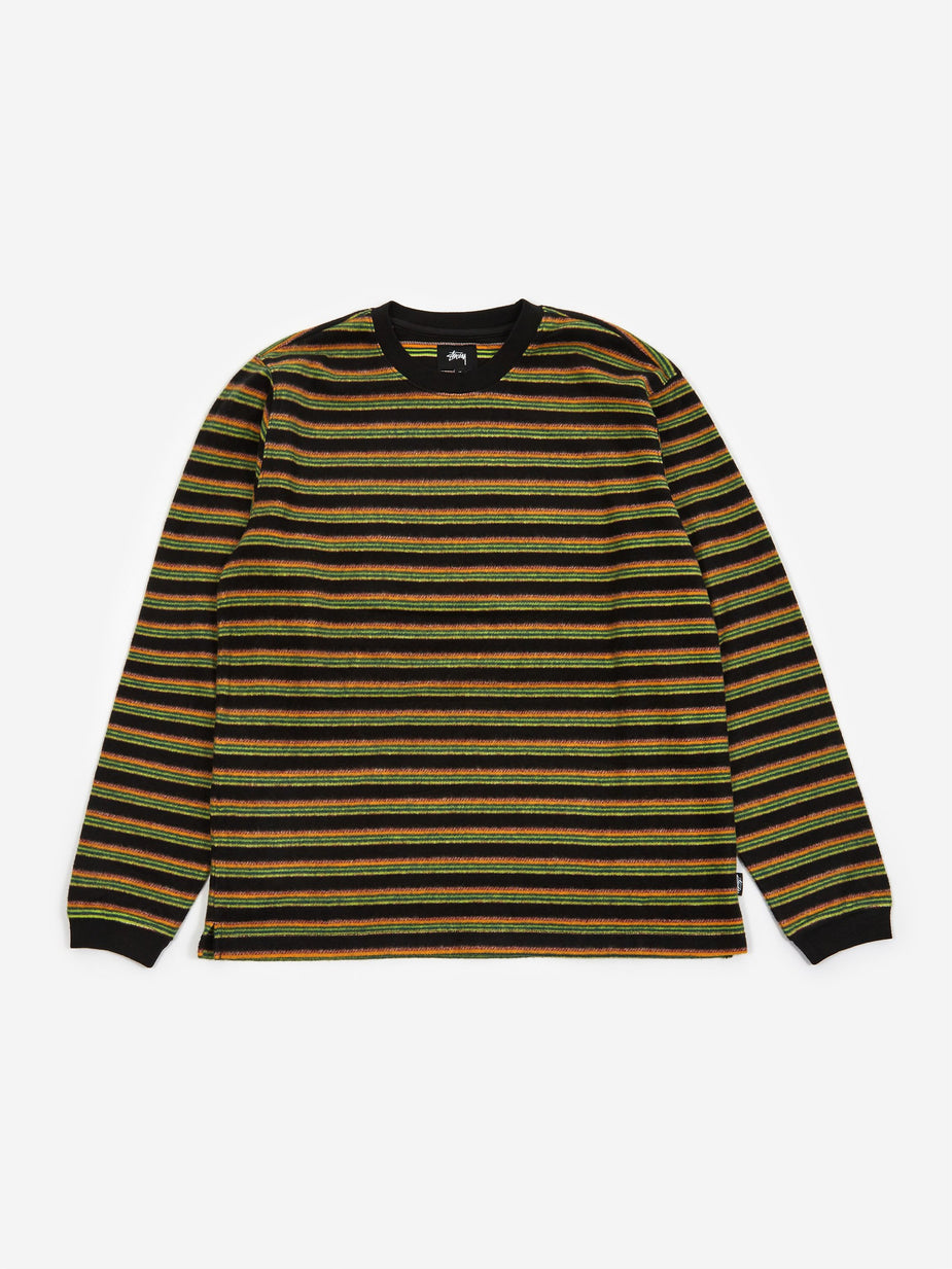 Stussy Stussy Hudson Stripe Longsleeve Crewneck T-Shirt - Black - Black