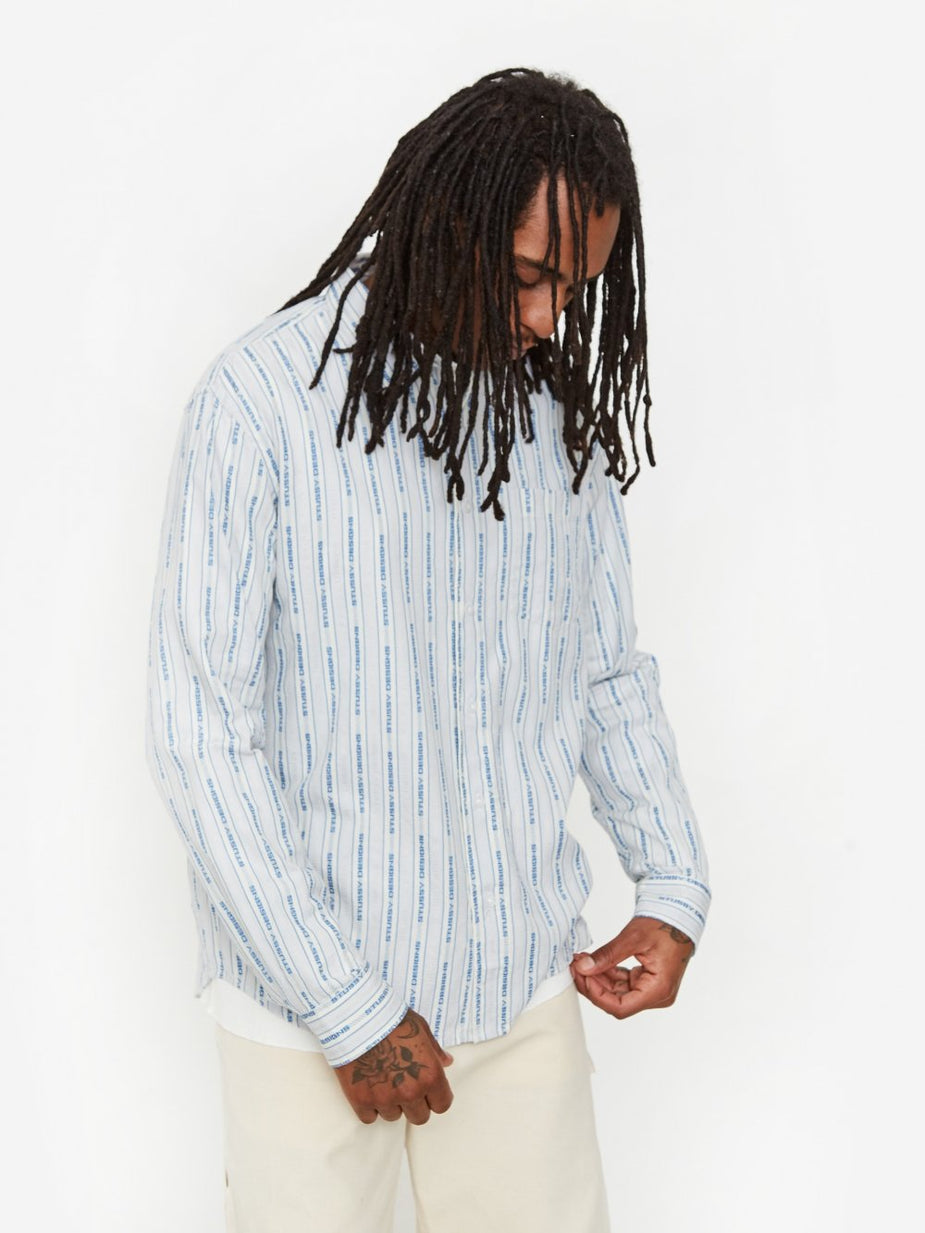 Stussy Stussy Jacquard Logo Stripe Shirt - White - White