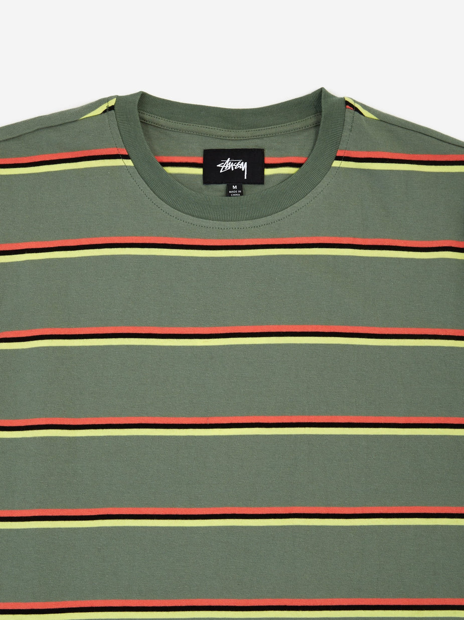 Stussy Stussy Kaden Stripe Crewneck T-Shirt - Green - Green