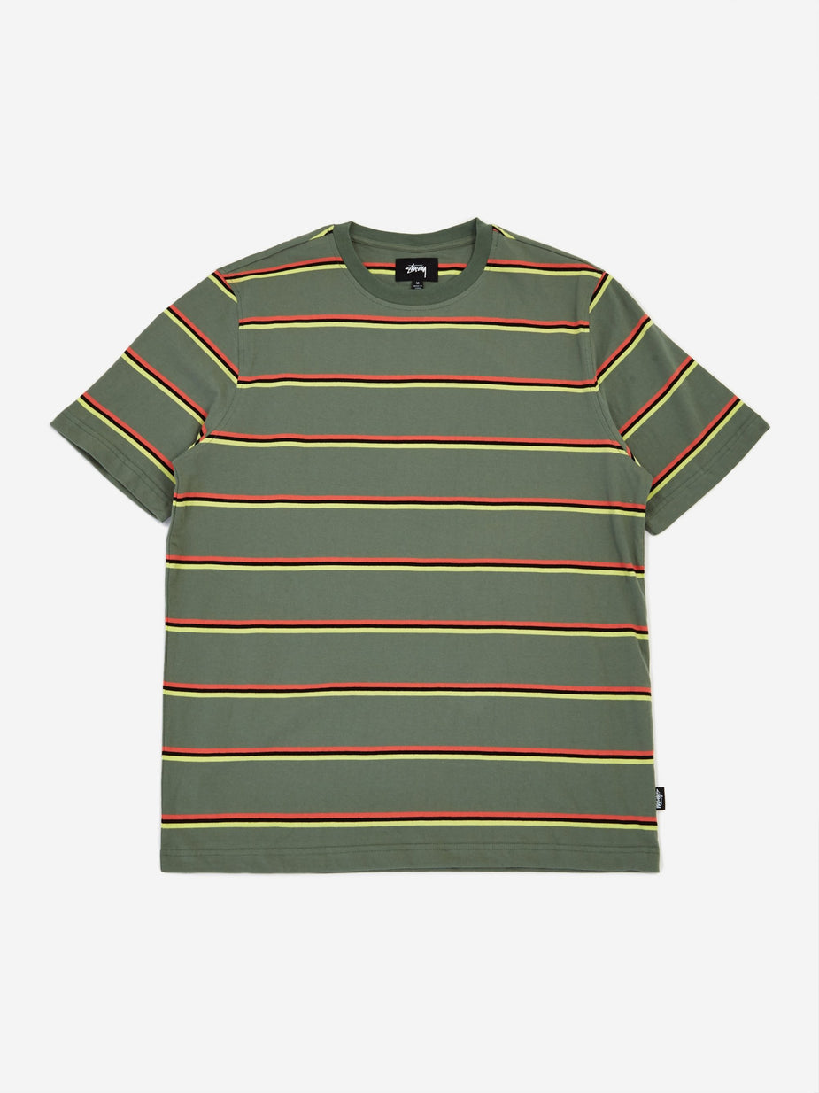 Stussy Stussy Kaden Stripe Crewneck T-Shirt - Green - Green