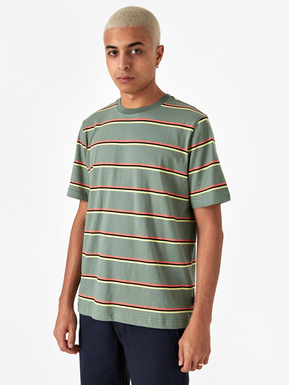 Stussy Stussy Kaden Stripe Crewneck T-Shirt - Green - Green