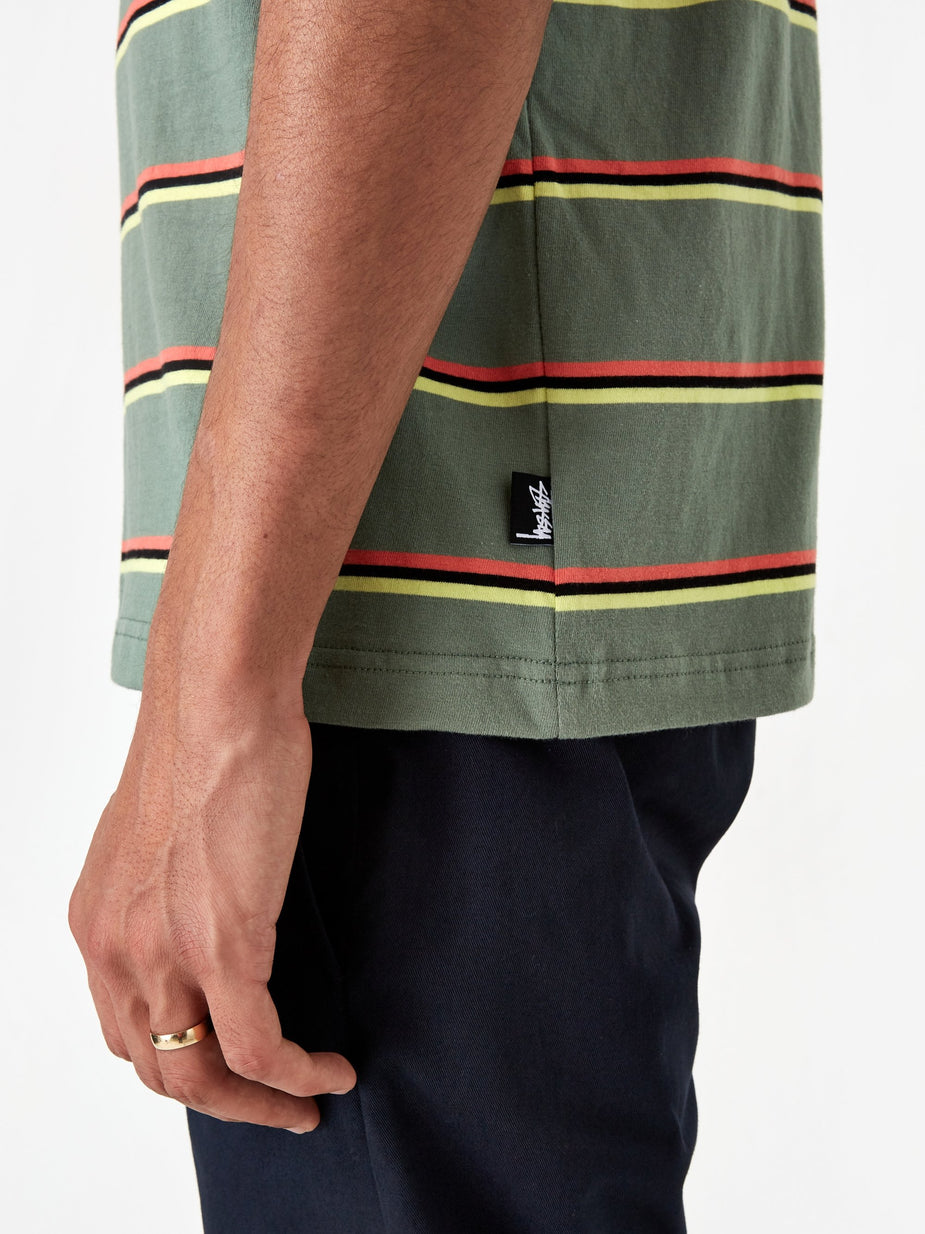 Stussy Stussy Kaden Stripe Crewneck T-Shirt - Green - Green
