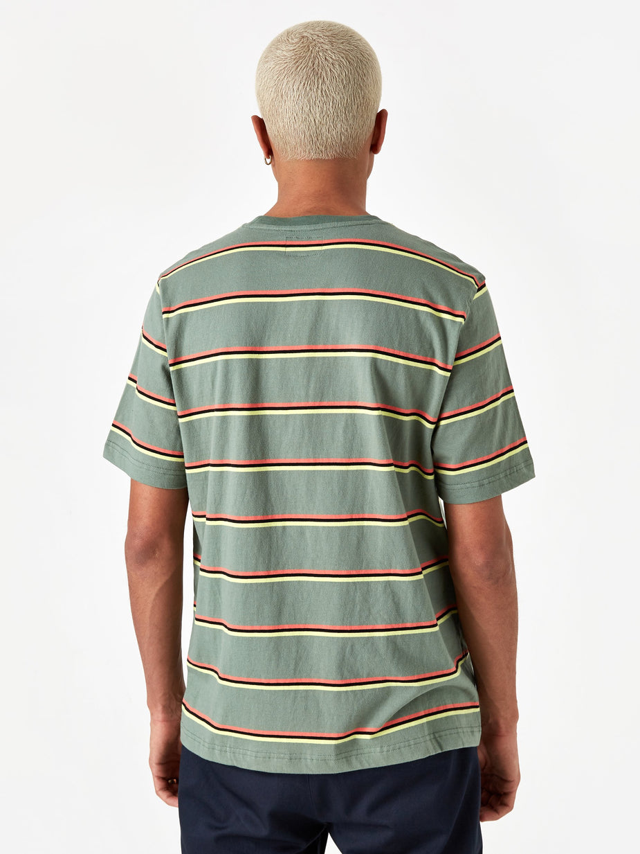 Stussy Stussy Kaden Stripe Crewneck T-Shirt - Green - Green