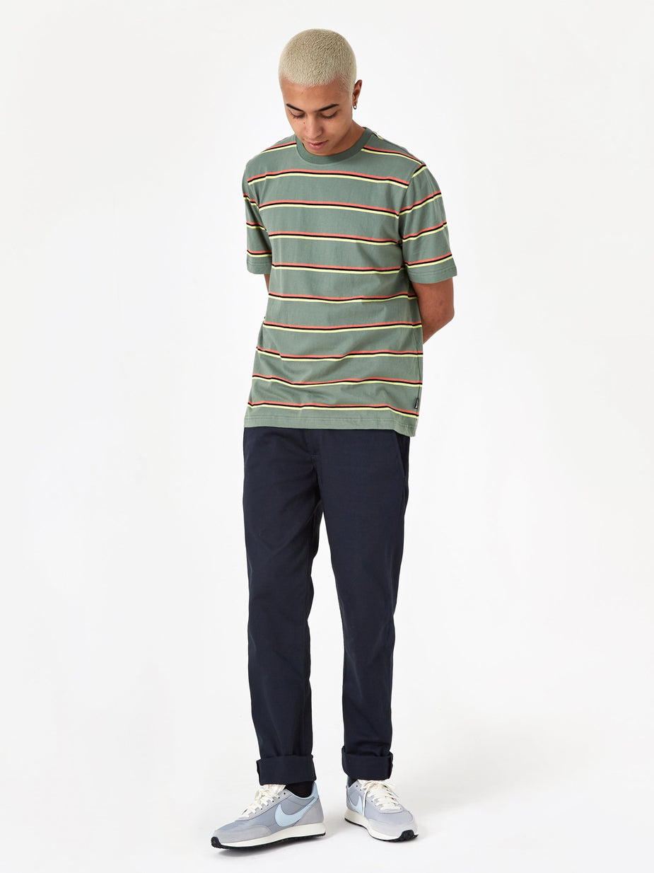 Stussy Stussy Kaden Stripe Crewneck T-Shirt - Green - Green