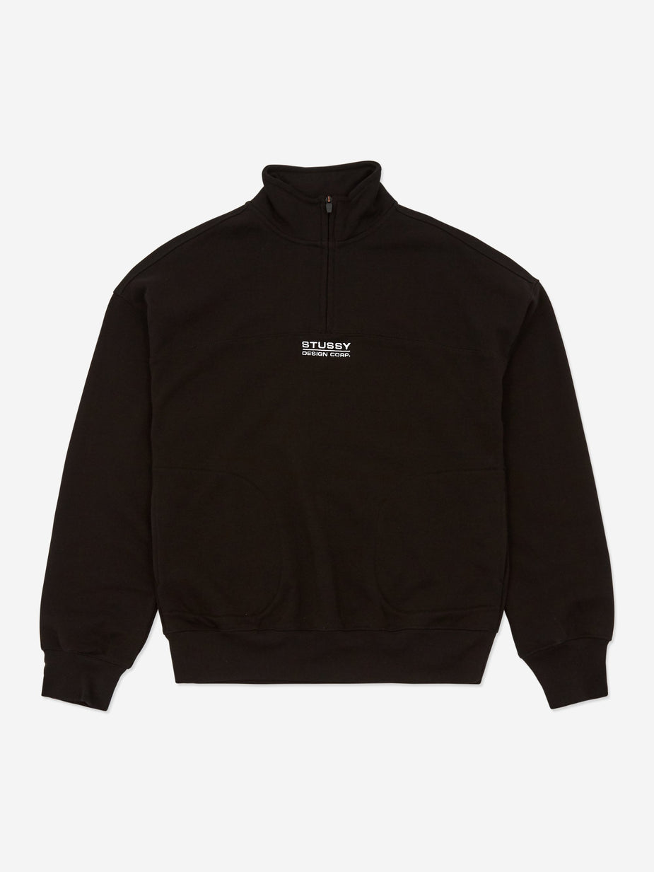 Stussy Stussy Mock Neck Half Zip Sweatshirt - Black - Black