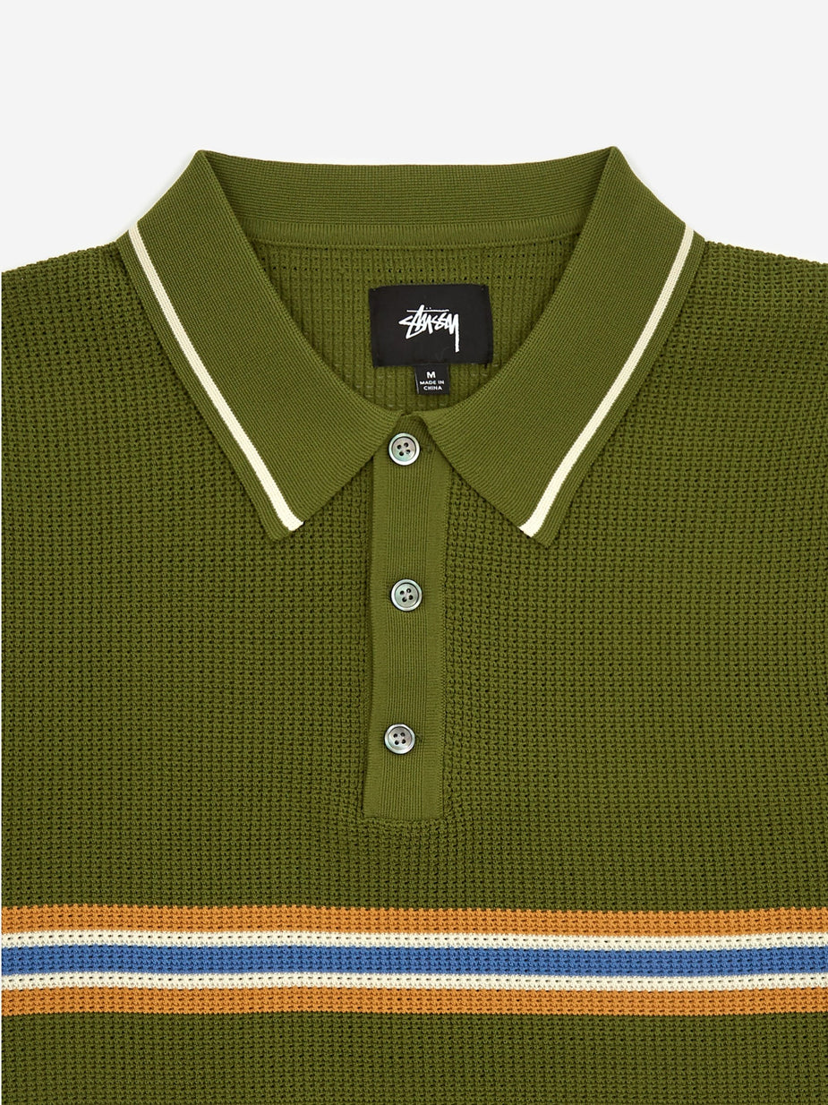 Stussy Stussy Montenegro Stripe Shortsleve Polo Shirt - Green - Green