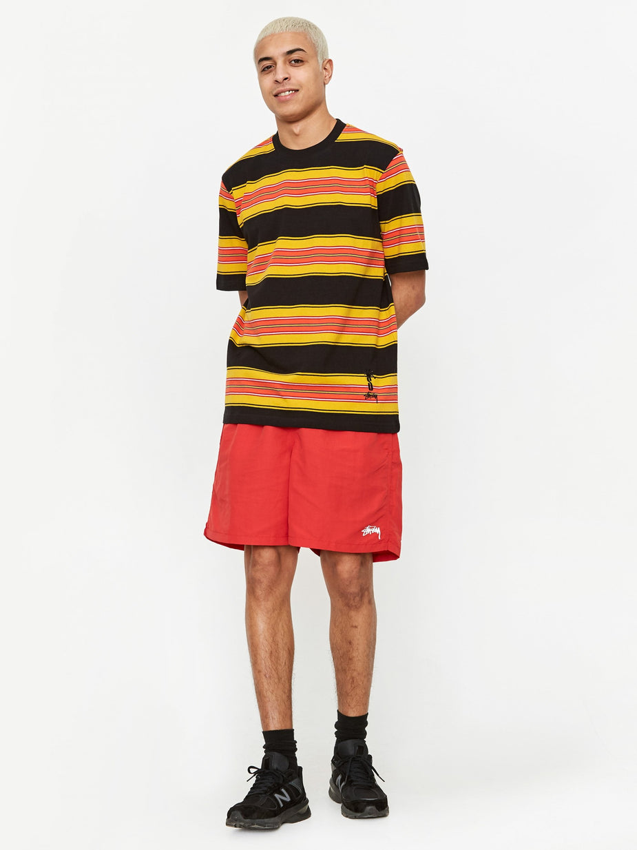 Stussy Stussy Multi Stripe Crewneck T-Shirt - Black - Black