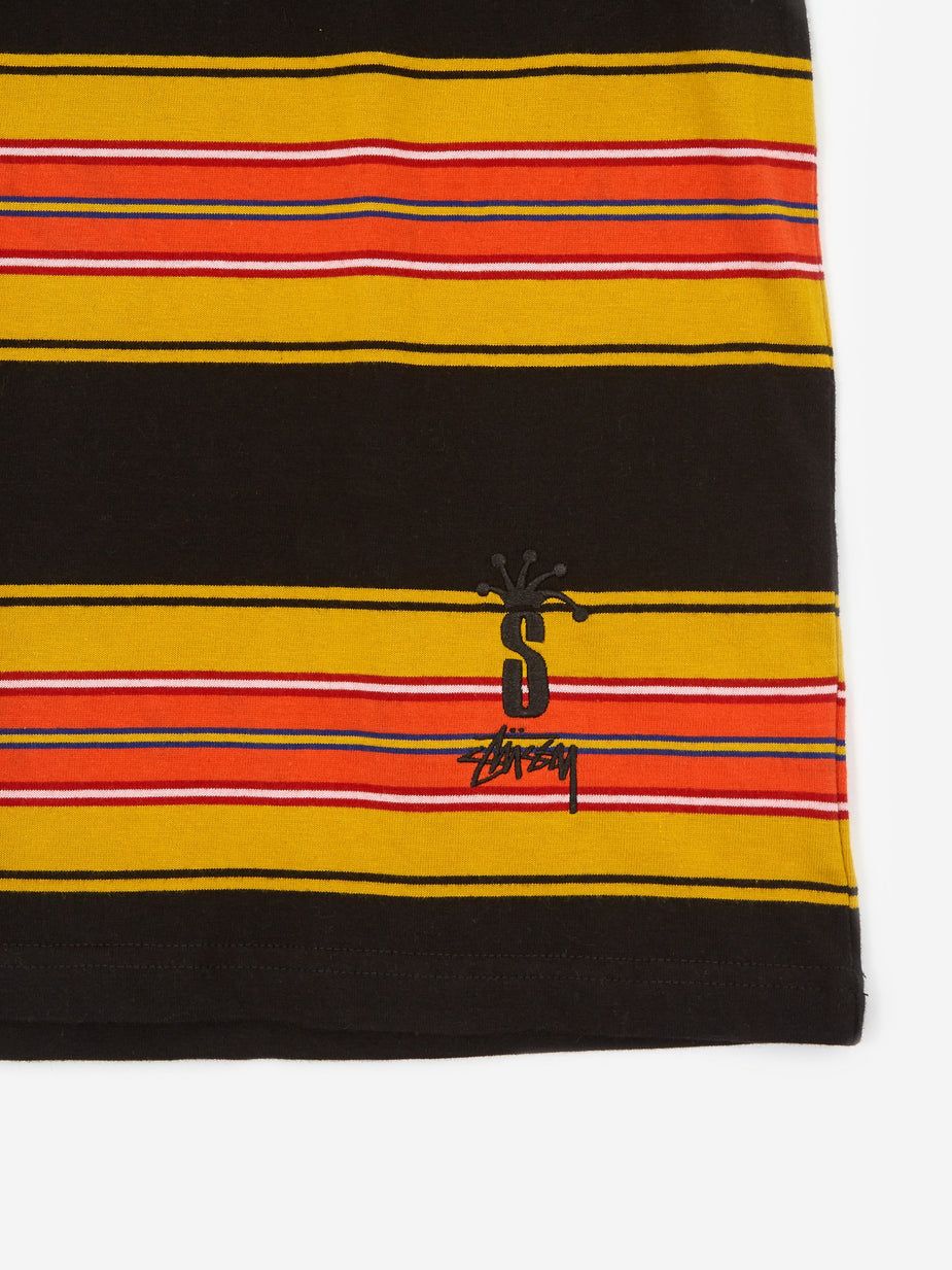 Stussy Stussy Multi Stripe Crewneck T-Shirt - Black - Black