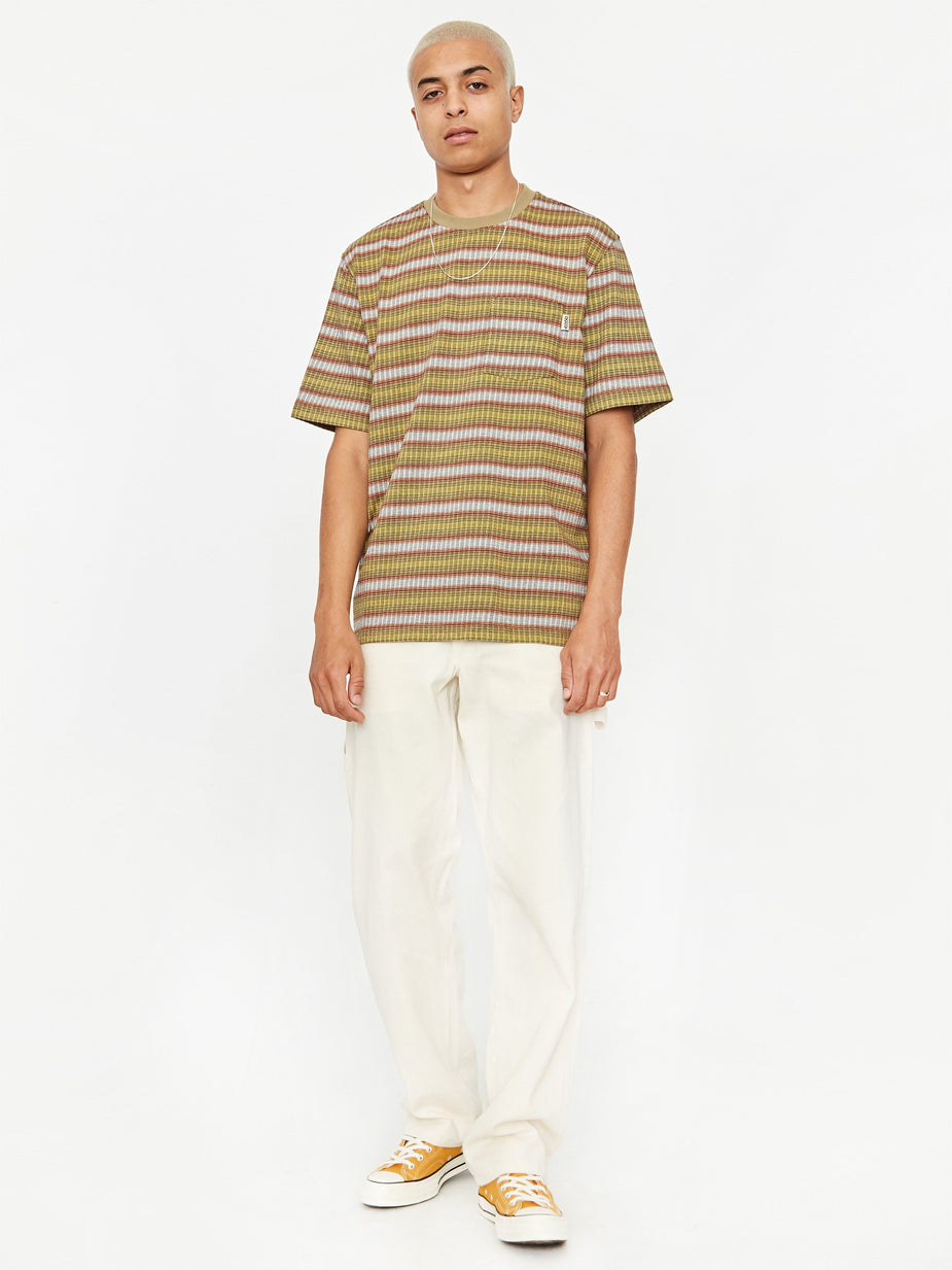 Stussy Stussy Ombre Stripe Crewneck Shortsleeve T-Shirt - Olive - Green
