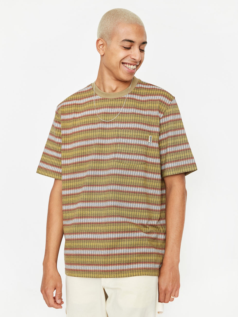 Stussy Stussy Ombre Stripe Crewneck Shortsleeve T-Shirt - Olive - Green