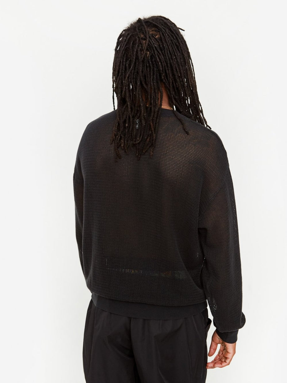 Stussy Stussy Pigment Dyed Cotton Mesh Crewneck Sweatshirt - Black - Black