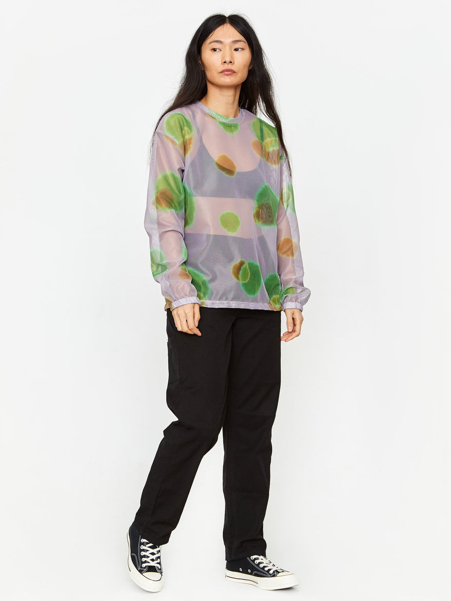 Stussy Stussy Printed Longsleeve Mesh T-Shirt - Grey Multi - Grey