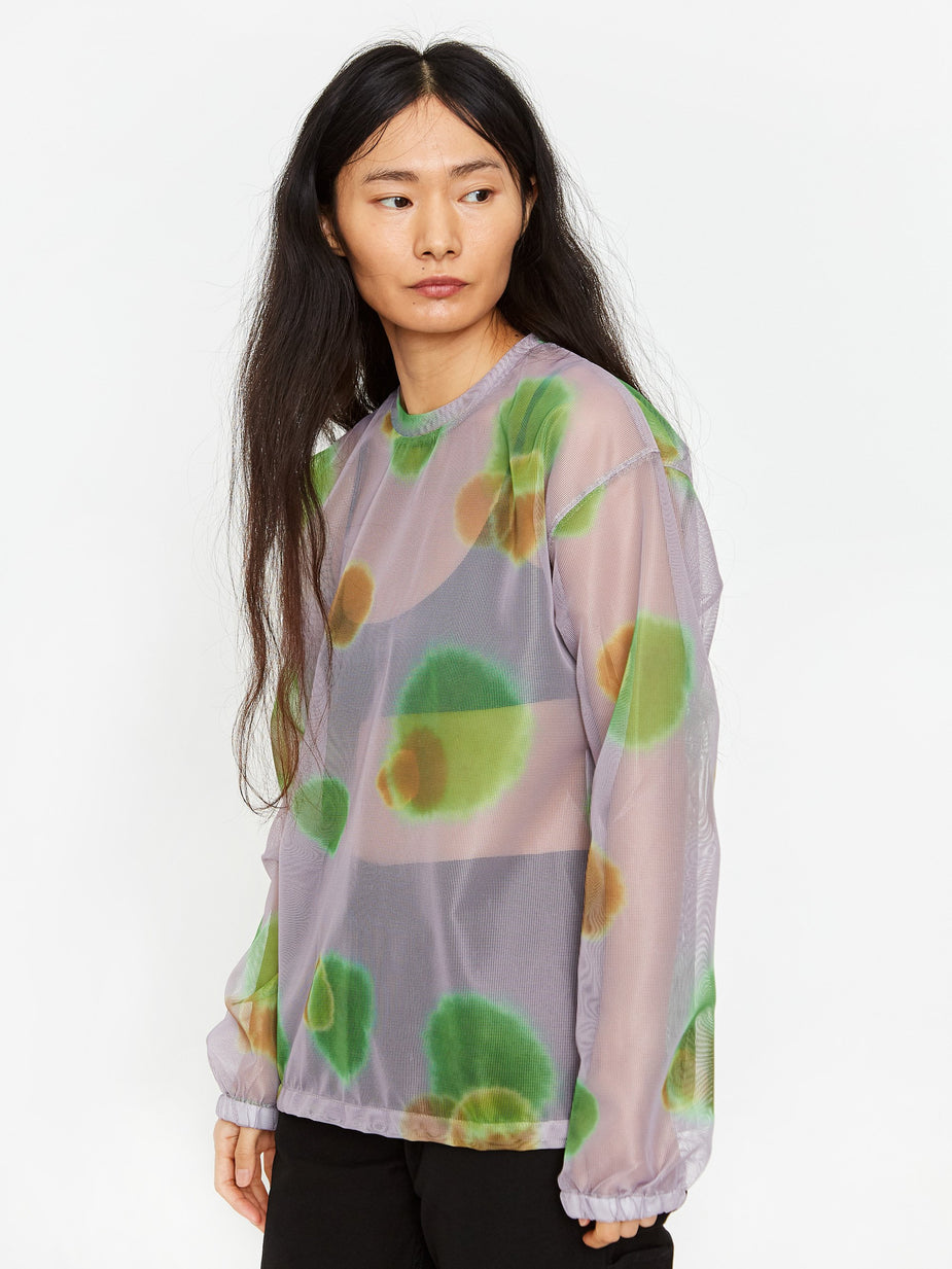 Stussy Stussy Printed Longsleeve Mesh T-Shirt - Grey Multi - Grey