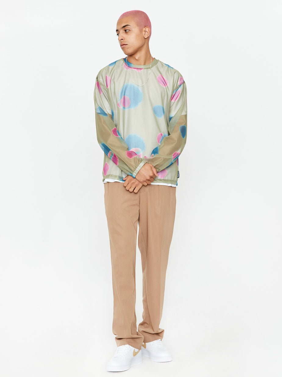 Stussy Stussy Printed Longsleeve Mesh T-Shirt - Olive Multi - Multi