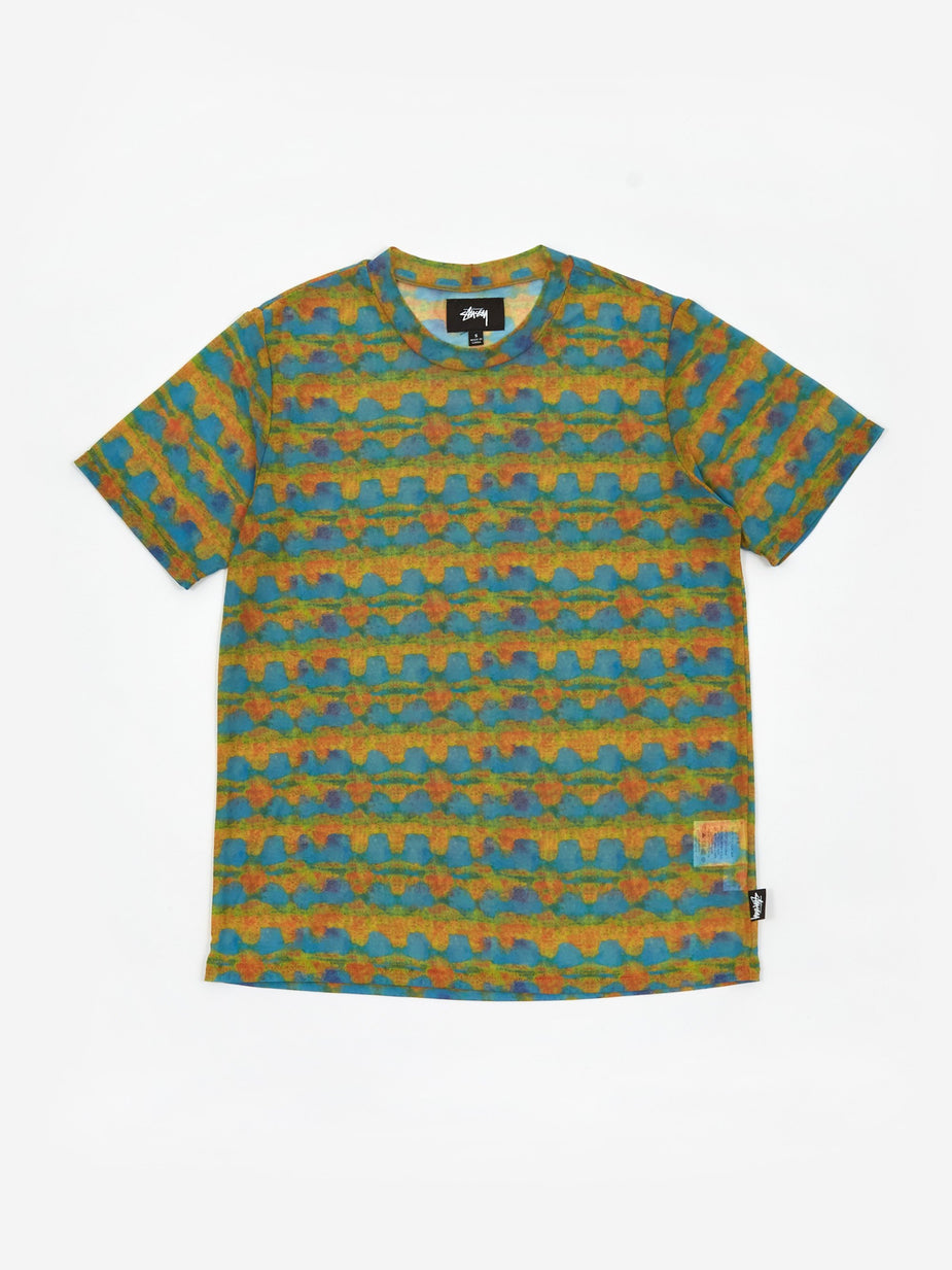 Stussy Stussy Printed Plaid Mesh T-Shirt - Yellow - Yellow