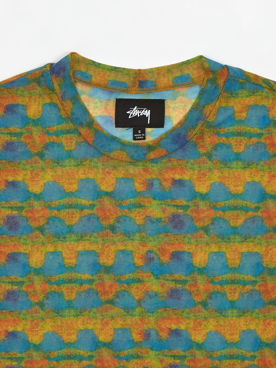 Stussy Stussy Printed Plaid Mesh T-Shirt - Yellow - Yellow