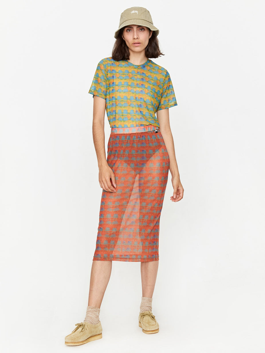 Stussy Stussy Printed Plaid Mesh Tube Skirt - Red - Red