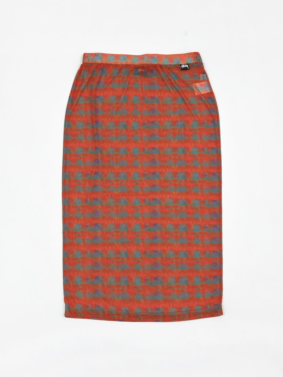 Stussy Stussy Printed Plaid Mesh Tube Skirt - Red - Red