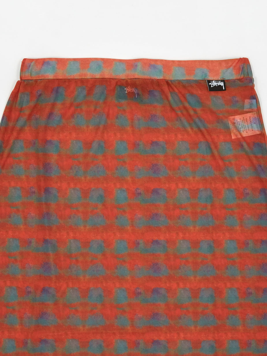 Stussy Stussy Printed Plaid Mesh Tube Skirt - Red - Red