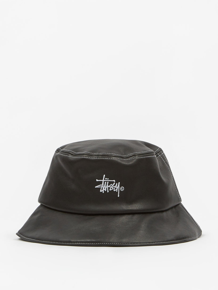 Stussy Stussy PU Contrast Stitch Bucket Hat - Black - Black