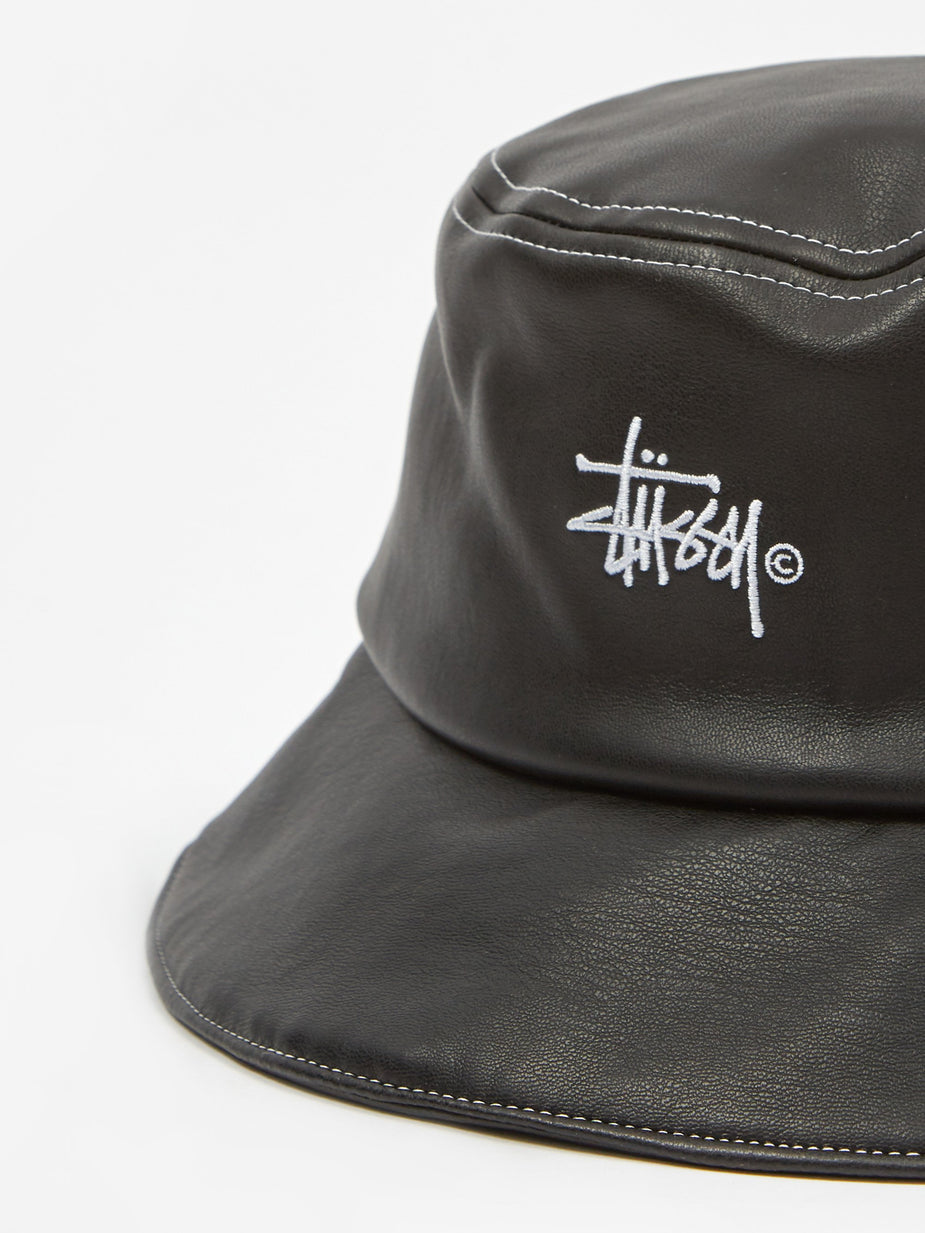 Stussy Stussy PU Contrast Stitch Bucket Hat - Black - Black