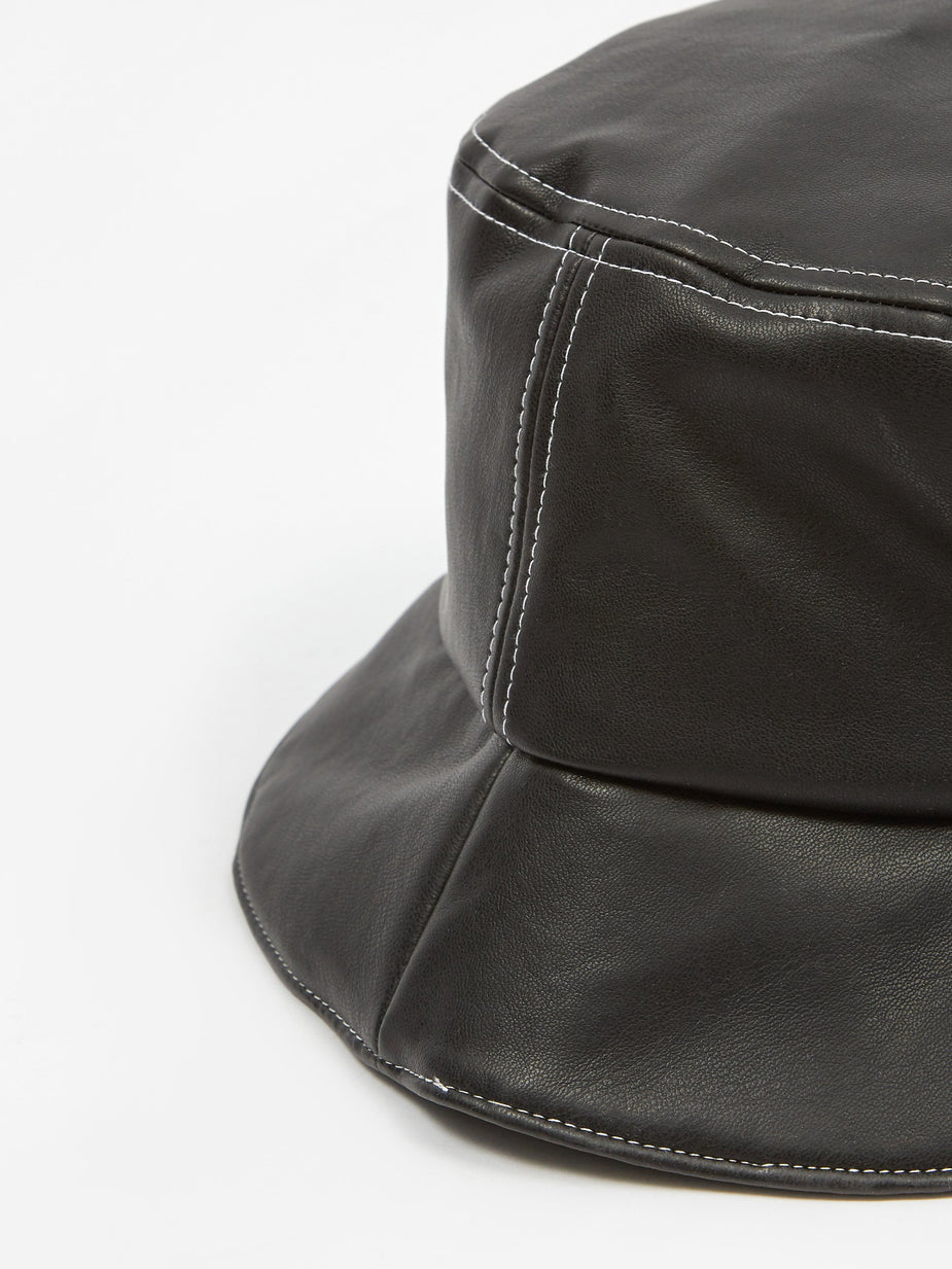 Stussy Stussy PU Contrast Stitch Bucket Hat - Black - Black