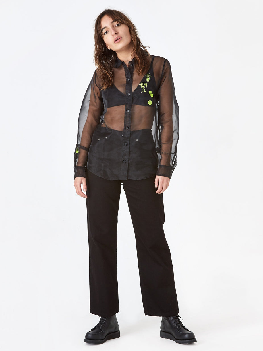 Stussy Stussy Sheer Embroidered Shirt - Black - Black