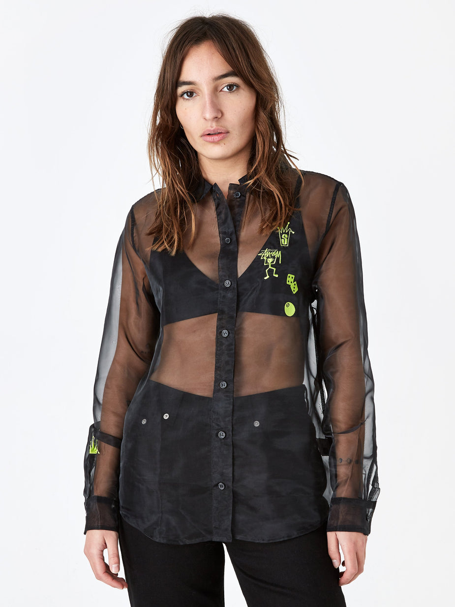 Stussy Stussy Sheer Embroidered Shirt - Black - Black