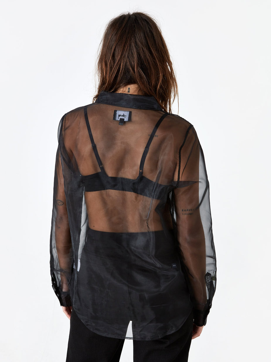 Stussy Stussy Sheer Embroidered Shirt - Black - Black
