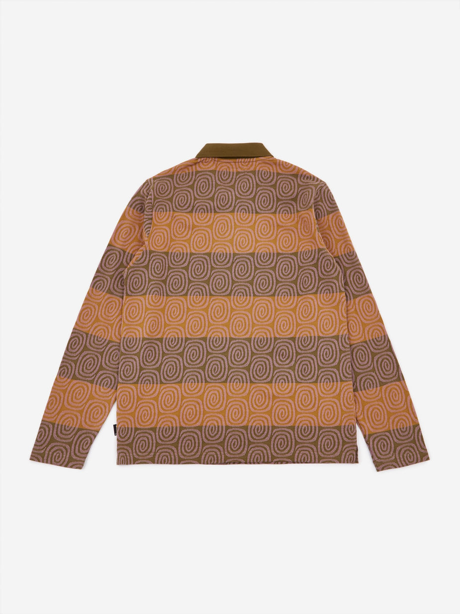 Stussy Stussy Swirl Stripe Longsleeve Polo - Olive - Green