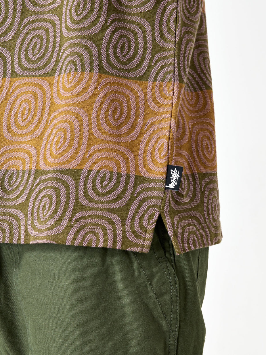Stussy Stussy Swirl Stripe Longsleeve Polo - Olive - Green