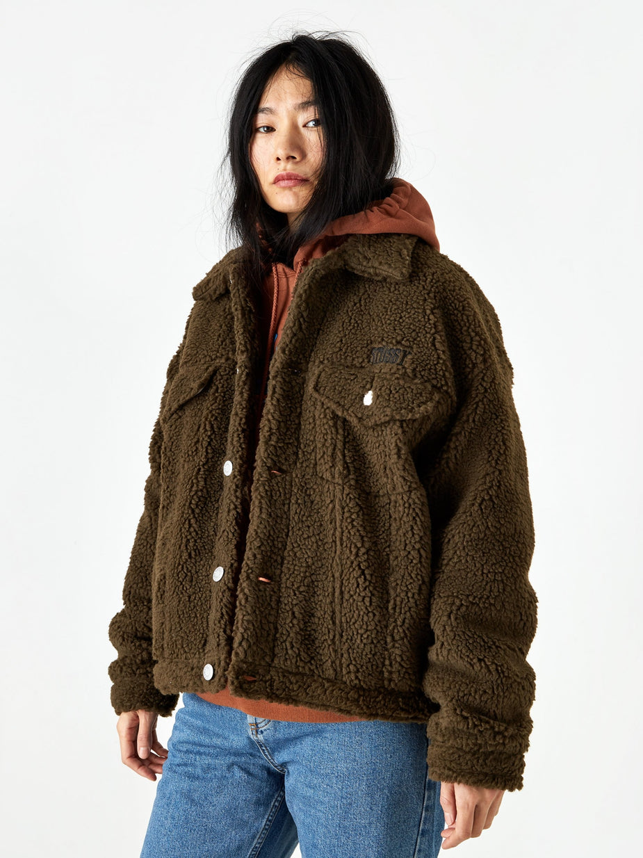 Stussy Stussy Taryn Sherpa Trucker Jacket - Brown - Brown