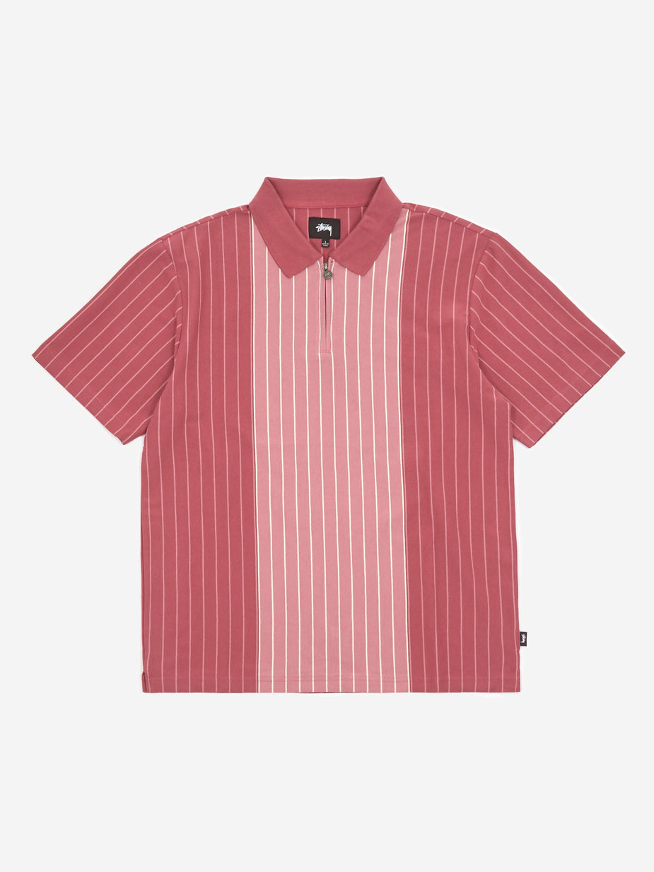 Stussy Stussy Tivoli Stripe Polo Shirt - Maroon - Brown