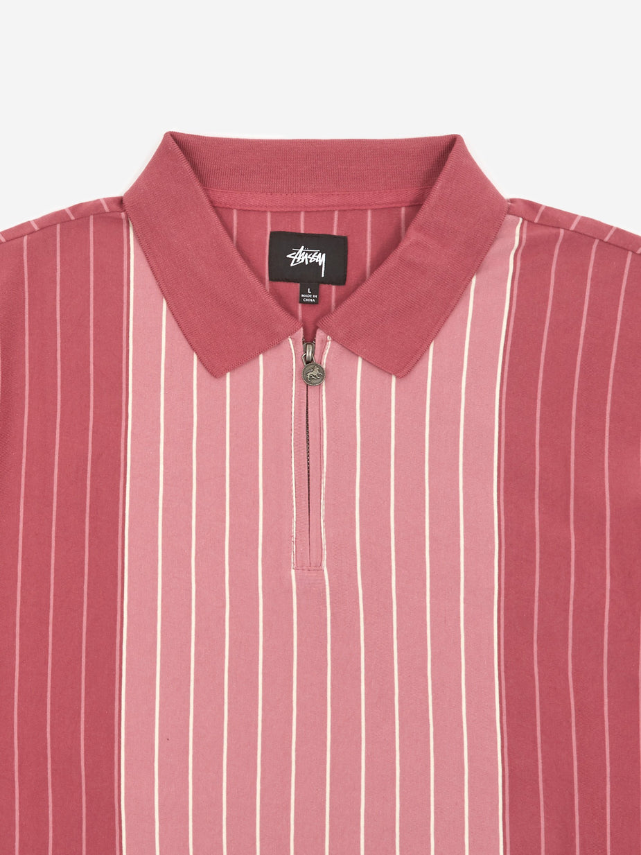 Stussy Stussy Tivoli Stripe Polo Shirt - Maroon - Brown