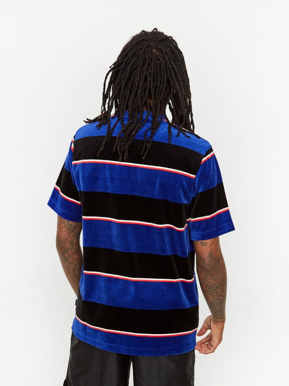 Stussy Stussy Velour Stripe Crewneck T-Shirt - Blue - Blue