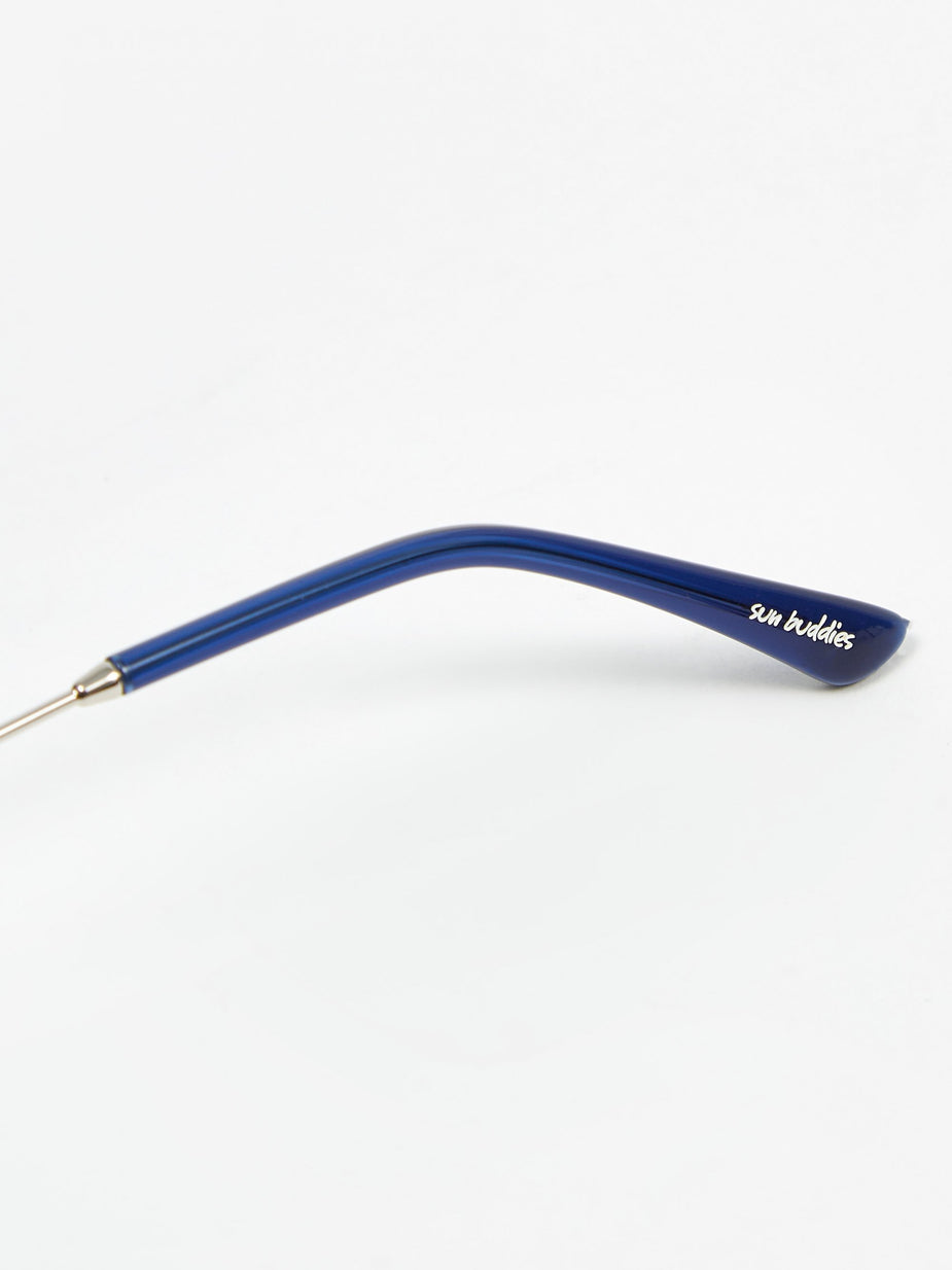 Sun Buddies Sun Buddies Ozzy Sunglasses - Silver/Dark Blue - Blue