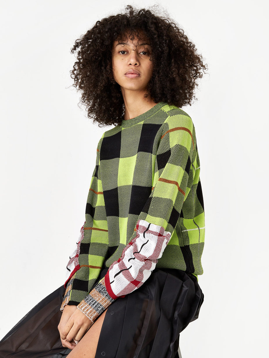 TOGA TOGA PULLA Check Knit Pullover Jumper - Green - Green