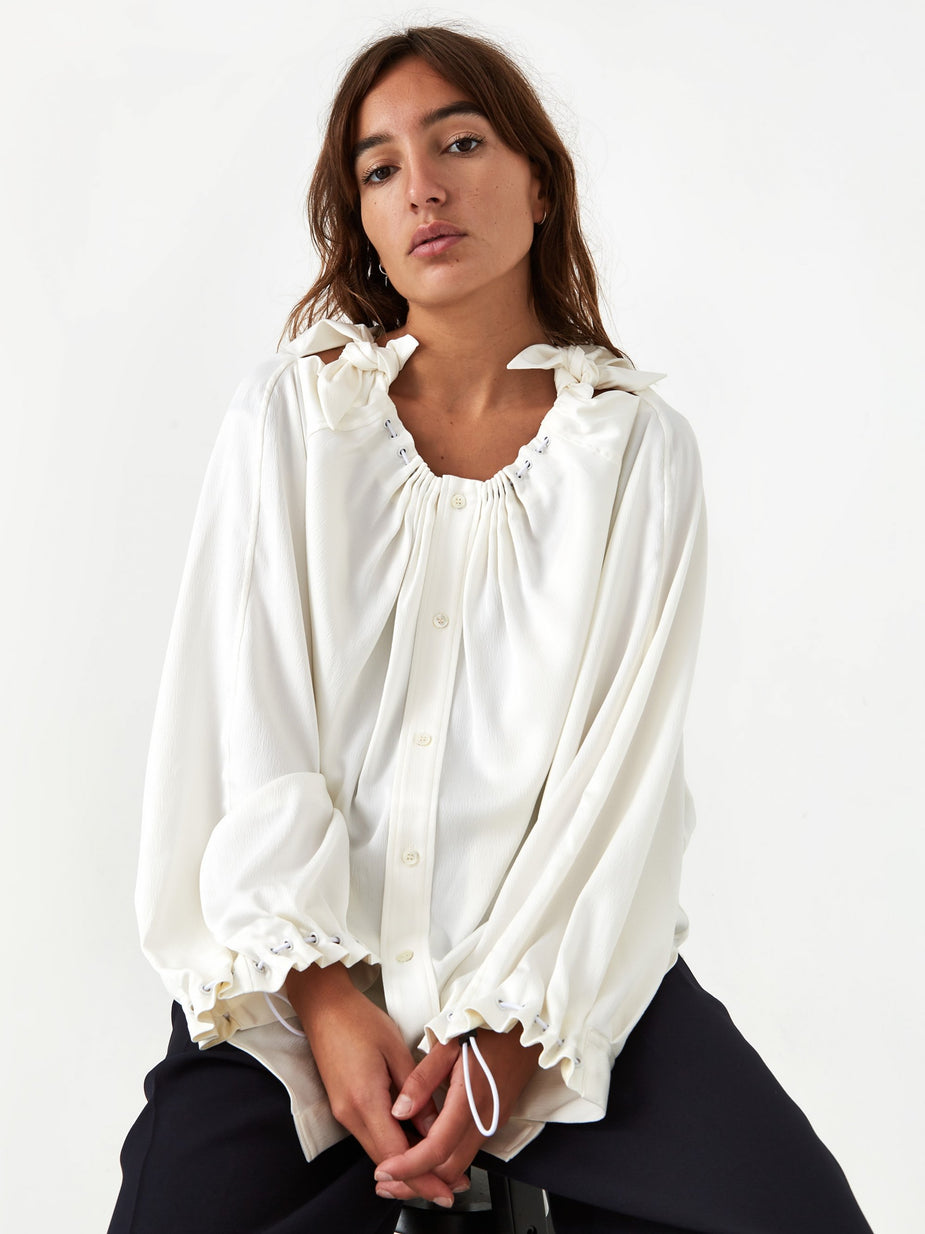 TOGA TOGA PULLA Heavy Satin Blouse - White - White