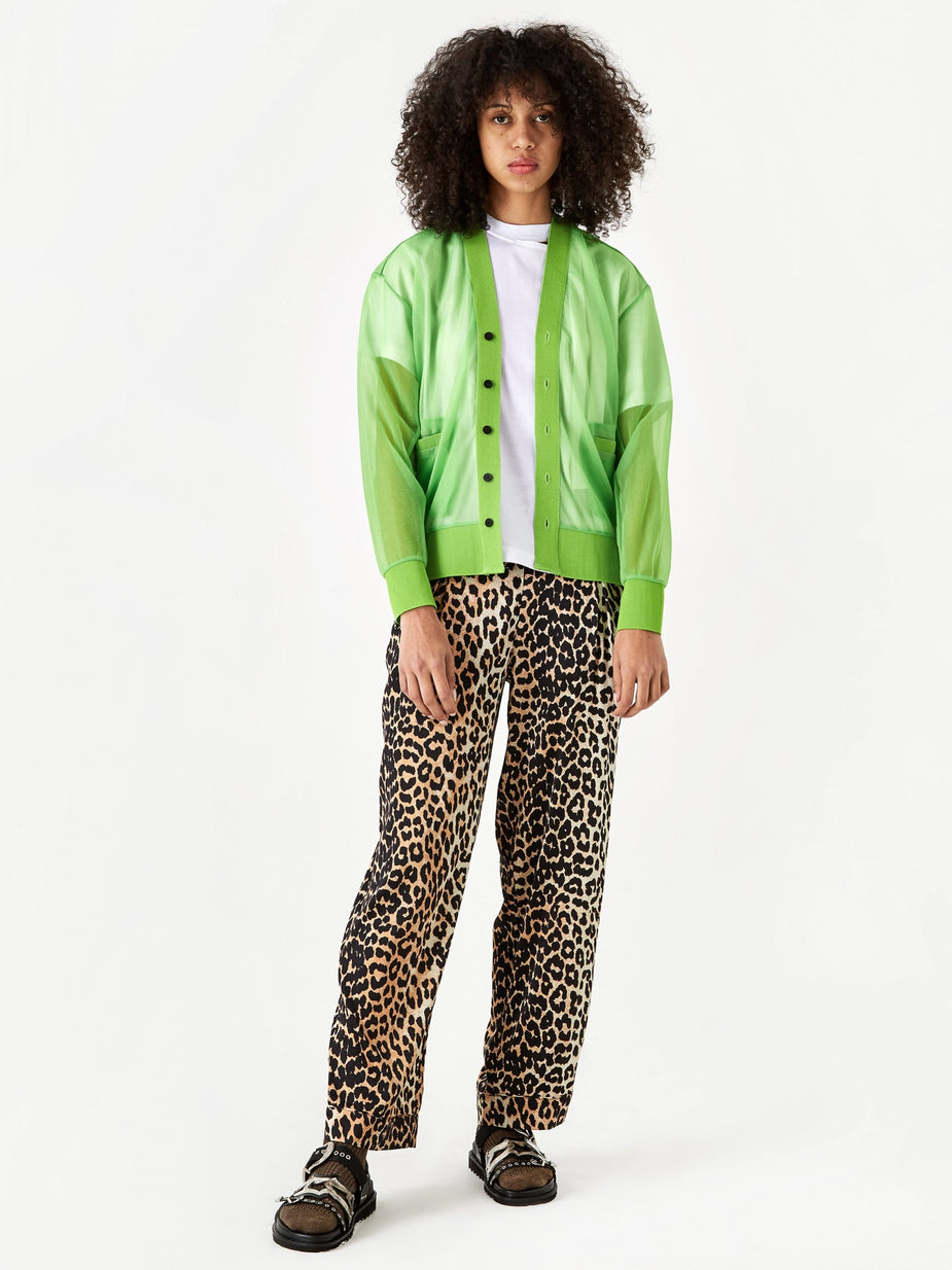 TOGA TOGA PULLA Shiny Jersey Cardigan - Light Green - Green