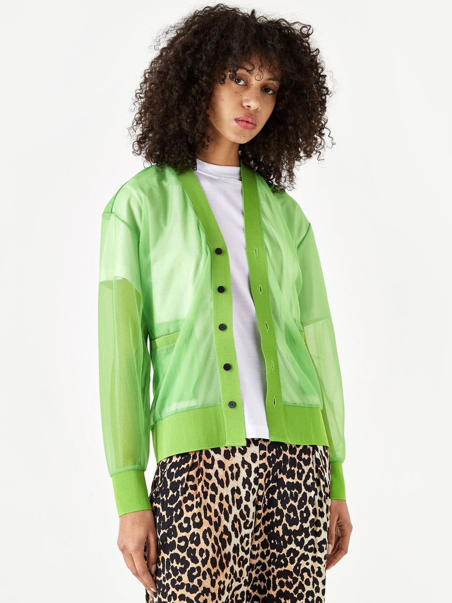 TOGA TOGA PULLA Shiny Jersey Cardigan - Light Green - Green