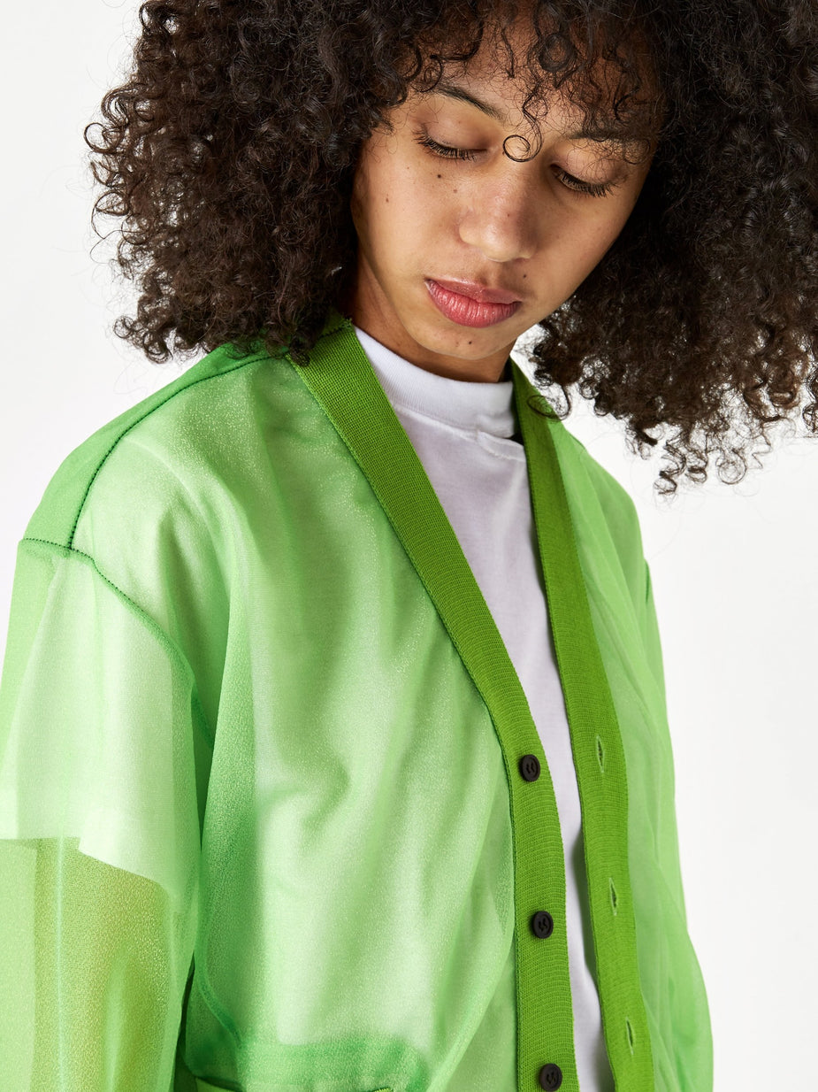 TOGA TOGA PULLA Shiny Jersey Cardigan - Light Green - Green