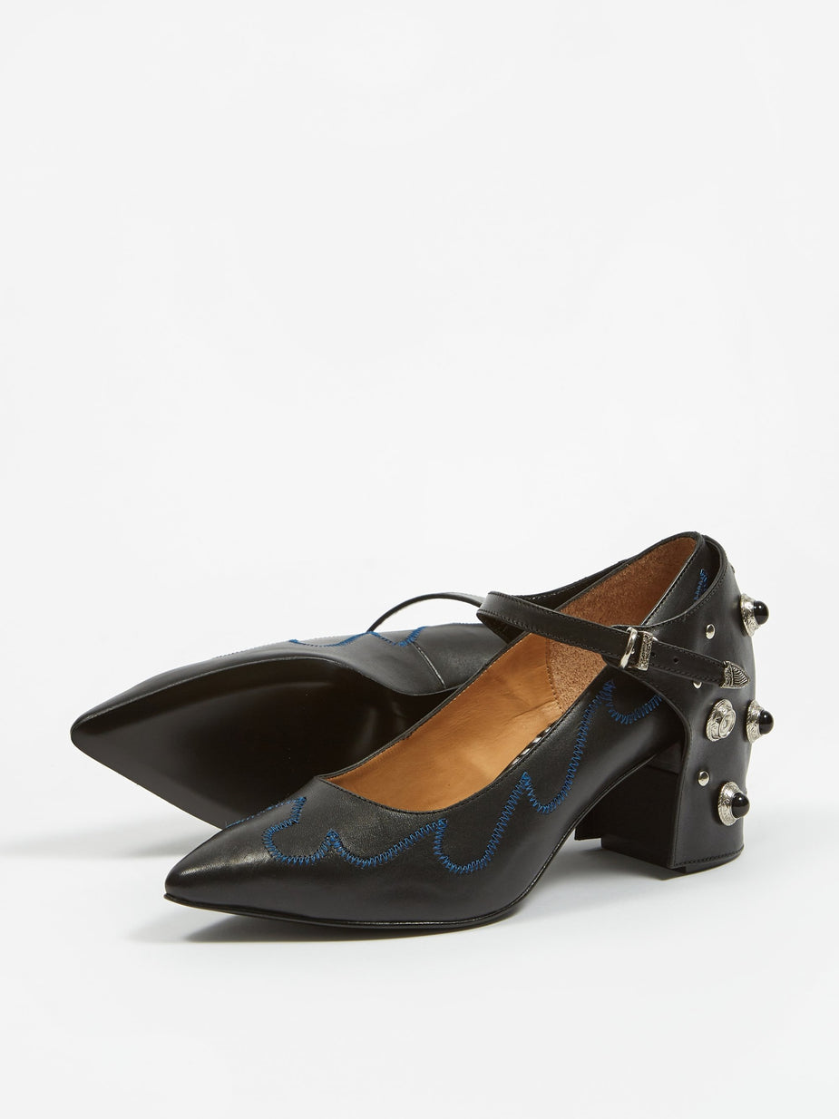 TOGA TOGA PULLA  - Embellished Shoe - Black Leather - Black