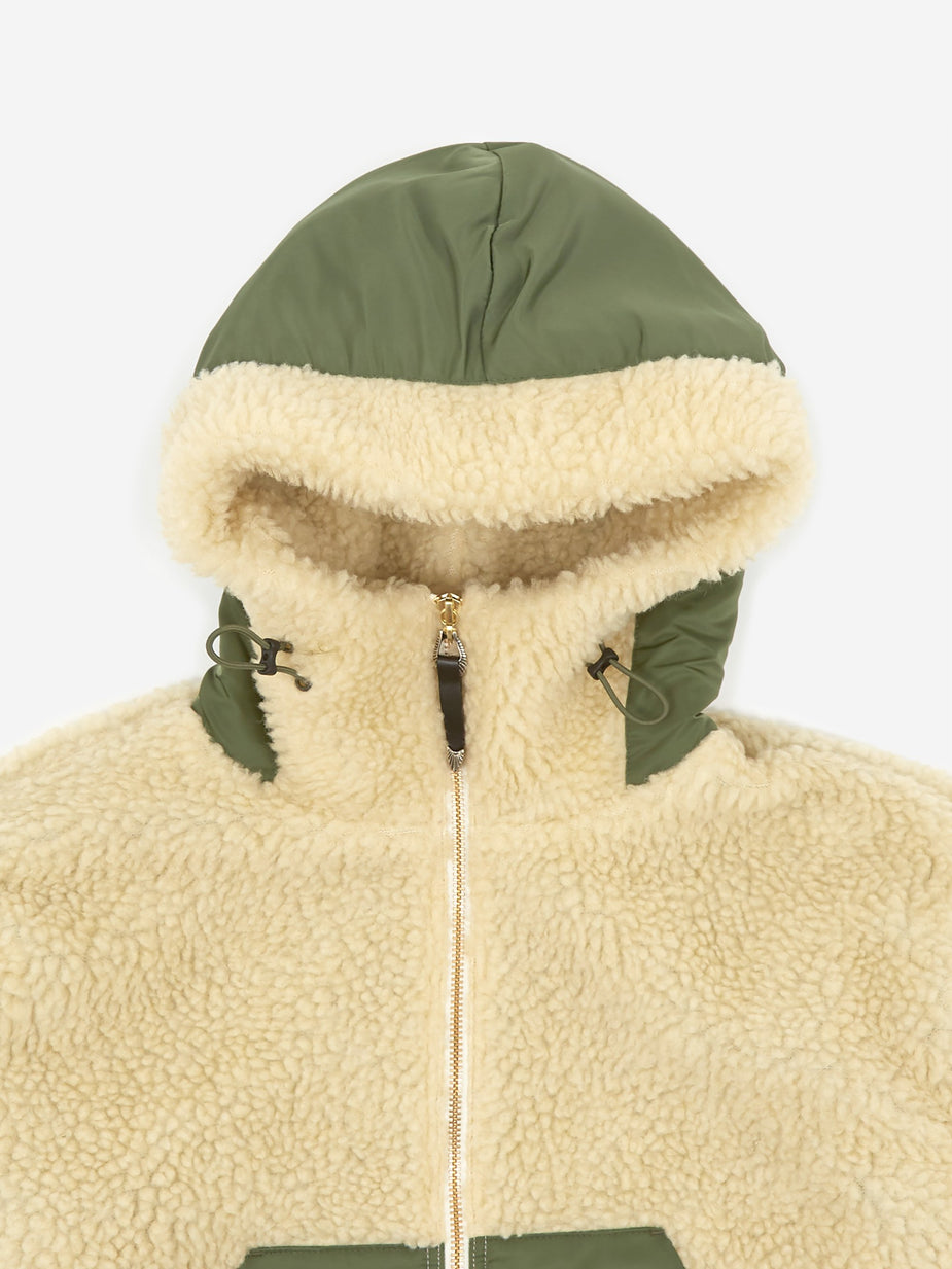 TOGA Virilis TOGA Virilis Fake Boa Hoody Pullover - Khaki - Green
